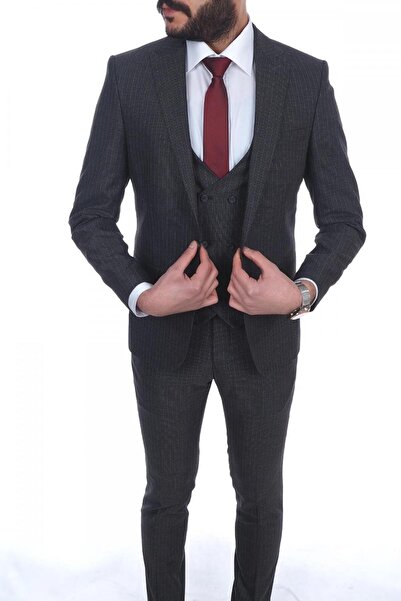 Fonte Falcao Slimfit Yelekli Drop 6 Takım-Antrasit