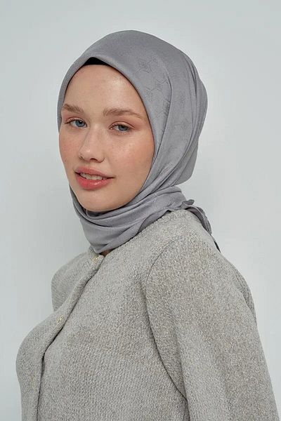 ED Scarf Dark Gray Cotton Scarf - Monogram Pattern