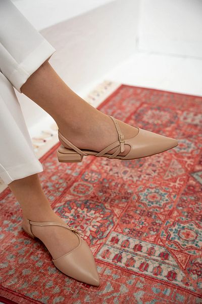 LAMİNTA Scrup Nude Buckle Women's Ballerinas