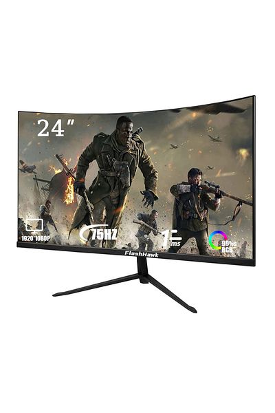FlashHawk 24 inch IPS Curved Screen Monitor with Full HD (1920x1080) Display