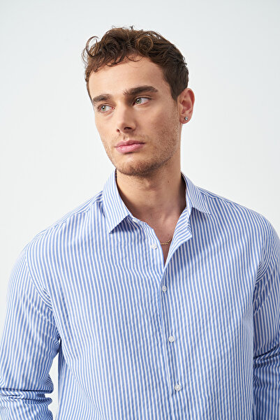 Mesfeno Boxy Fit Смугаста чоловіча сорочка