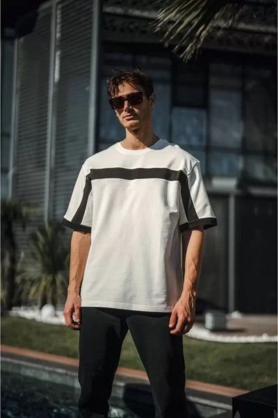 JANES Unisex Μπλουζάκι με δύο πλαϊνά φερμουάρ με στάμπα μεγάλου μεγέθους - Λευκό