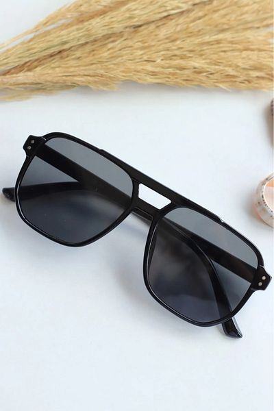 ModaLucci Unisex Square Rectangular Black Uv400 Protected Vintage New Season Sunglasses