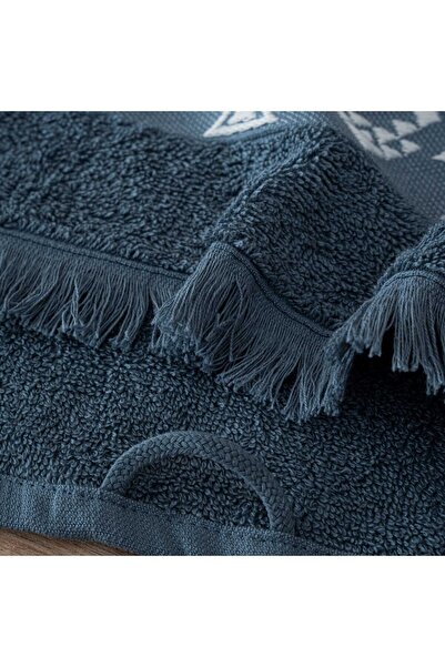 Green Black Hereke 3-комплект рушників 100% бавовна жакардовий кремовий бордюр темно-синій