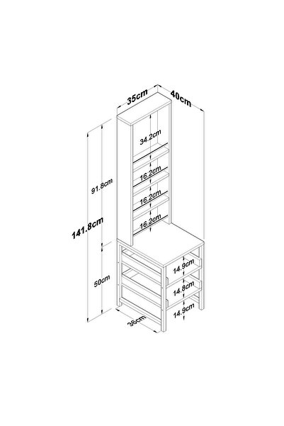 Rani Mobilya Rani BJ147 Makyaj Masası Açık Raflı Takı Düzenleyici Beyaz