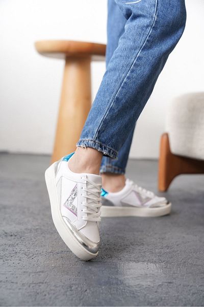 GOFFSHOES Pantofi sport Mambo pentru damă - alb-argintiu