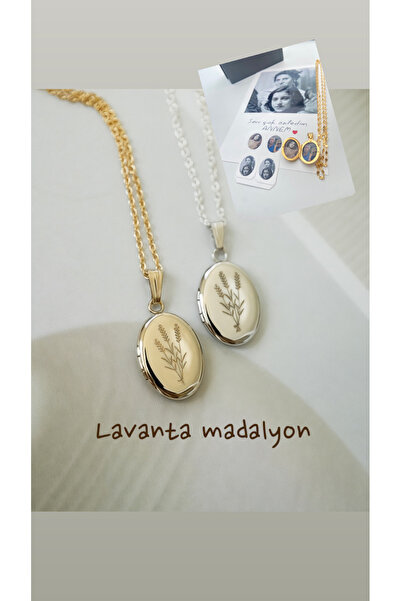 ZAFERİNAN 925 Ayar Gümüş Lavanta Madalyon Kapaklı Fotoğraflı Kolye