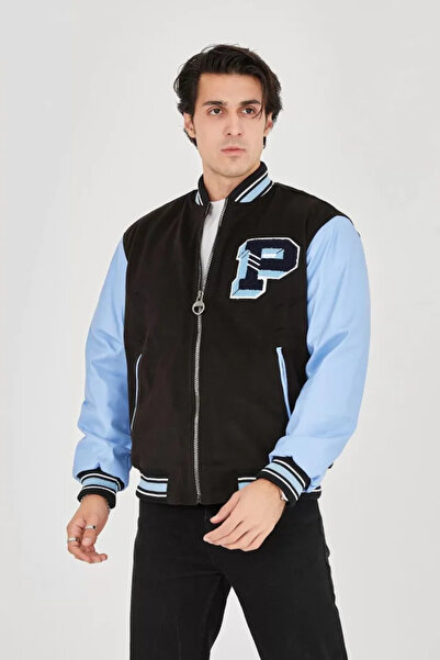 JANES Чоловічий куртка з підкладкою з синтетичного волокна та рукавами зі штучної шкіри - синя