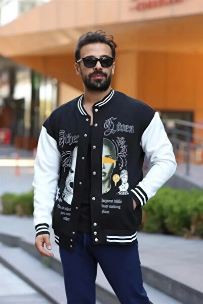 MODA Eyesof Men's Oversize College Jacket - Black