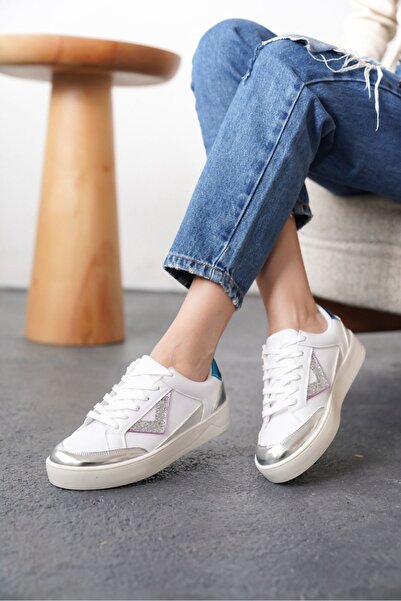 MODAADAM Γυναικεία αθλητικά παπούτσια Mambo - Λευκό-Ασημί