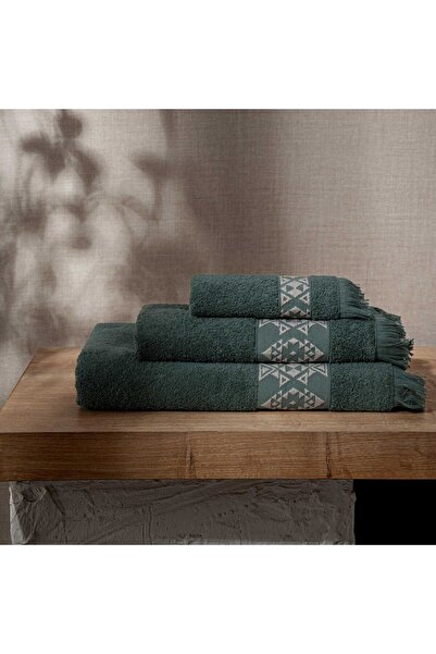 Green Black Зелений набір рушників Hereke з 3 штук - 100% бавовна жакардова