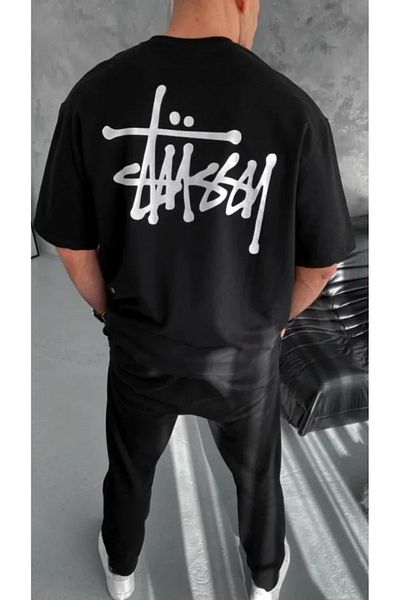 COTTONLAB Μπλουζάκι Unisex Crew Neck Printed Oversize - Μαύρο