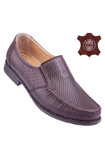 DETECTOR Genuine Leather Orthopedic Perforated Men's Casual Shoes Dtc0288-2