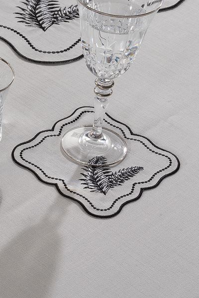 ZEBRA CASA Leaf 6-Piece Cocktail Napkin Grey/black