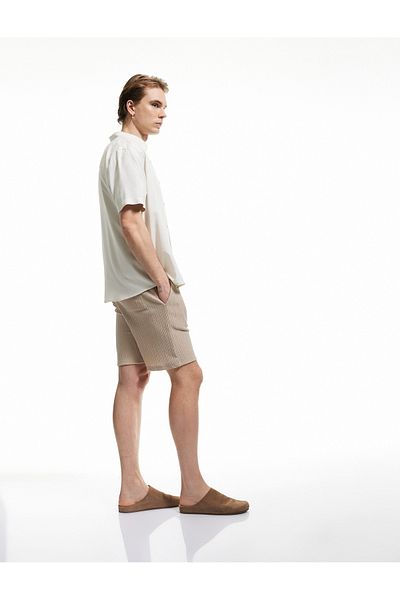 Koton Textured Lace-Up Shorts with Pocket Detail