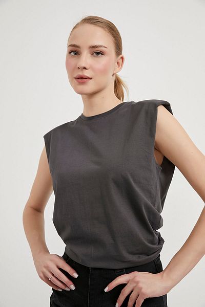 Arma Life Tricou fără mâneci căptușit pentru femei, cu decolteu, afumat