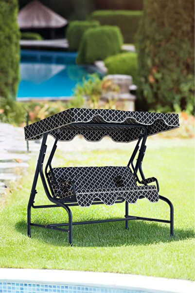 YAPKAR 3 Kişilik Lüx Ultra Sağlam Bahçe Salıncağı Balkon Teras Salıncak 200 Cm