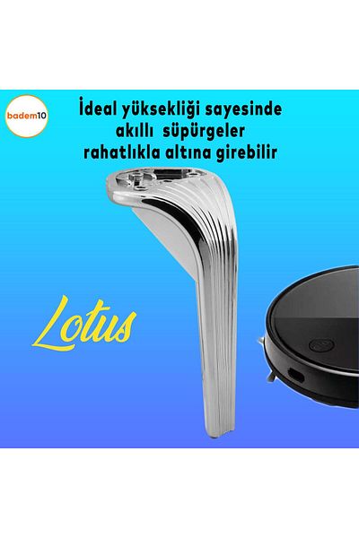 Badem10 Lotus Silver 16cm Mobilier de lux Picior Canapea Masă de cafea Unitate TV Fotoliu Cromat lucios Picioare de bază