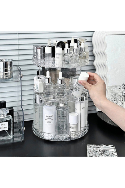 Choice رف تخزين مستحضرات التجميل الشفاف القابل للدوران 360 درجة، مقاس 30×23 س...