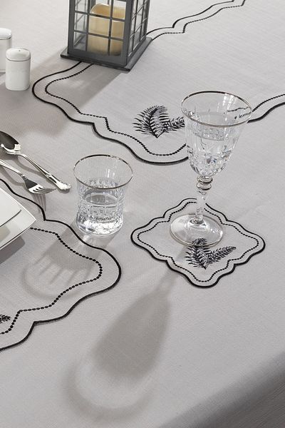 ZEBRA CASA Leaf 6-Piece Cocktail Napkin Grey/black