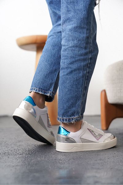GOFFSHOES Pantofi sport Mambo pentru damă - alb-argintiu