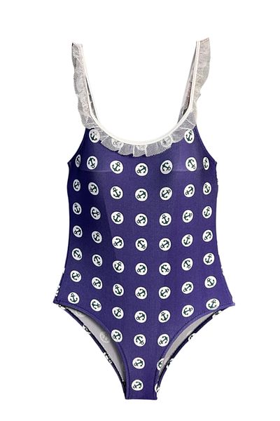 LOOK ME Κοριτσίστικο μαγιό με μοτίβο Sea Anchor Lace Ruffle 50UV By Nessi Byrd