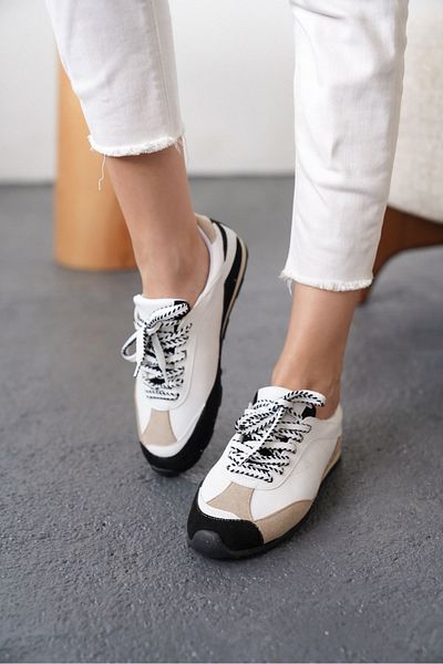 MODAADAM Pantofi sport Boeno pentru femei - alb-negru