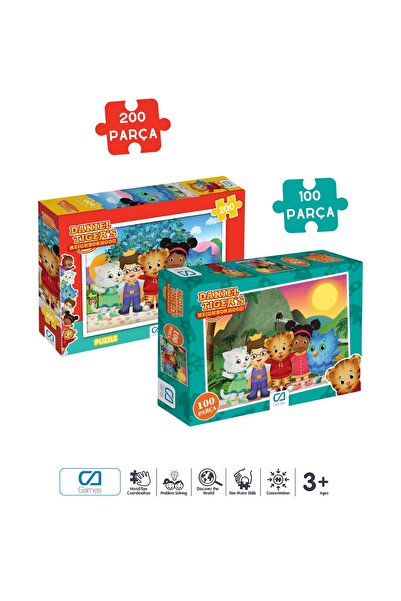 CA Games (2'Lİ SET) Daniel Tiger's Lisanslı 200 - 100 Parça Çocuk Puzzle Yapb...
