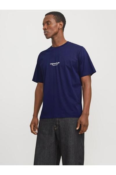 Jack & Jones Ανδρικό μπλουζάκι Vesterbro Navy Blue (12240121-ONC)