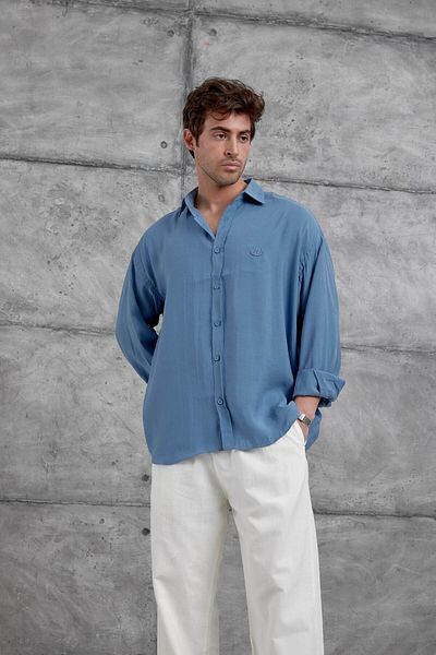 NOMARC Blue Modal Fabric Oversize Shirt