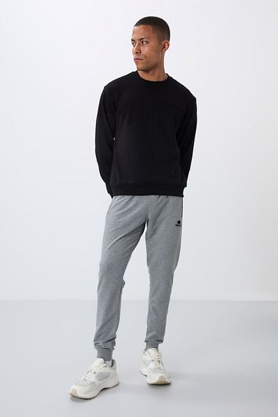 TOMMY LIFE Ανδρικά παντελόνια JoggEr - Γκρι MElangE, ZippEr και PockEt - 84651