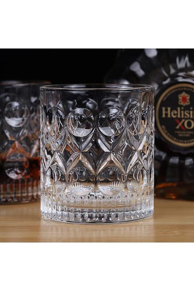 Yenigeldi Vintage Heavy Glass Whiskey/Bourbon Cocktail Glasses Crystal Cut (2 Pcs) Y93