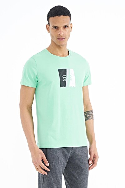 AIR JONES Ανδρικό μπλουζάκι Frank Water Green Standard Fit - 88219