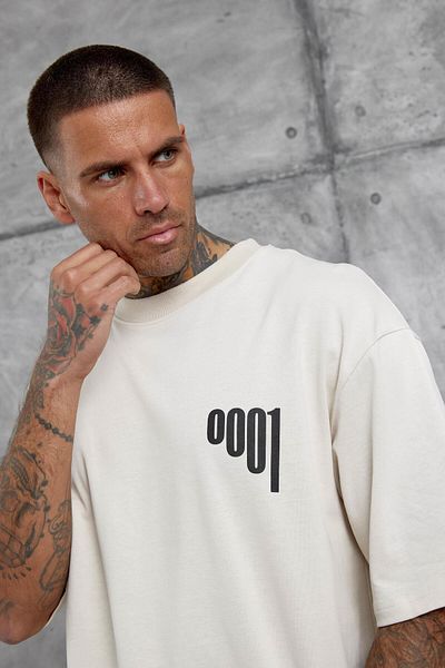 NOMARC Κρέμα 0001 Μπλουζάκι Oversize με γραφή