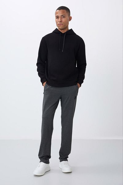 TOMMY LIFE Anthracite Melange Ανδρικό Φούτερ - Φερμουάρ και Τσέπες, Skinny Fit, Classic Leg - 84669