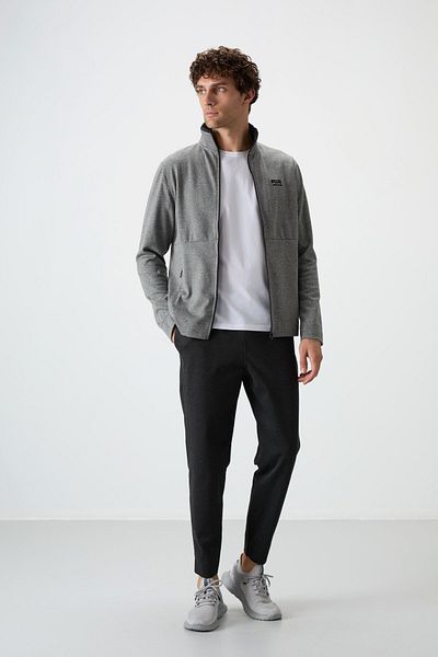 AIR JONES Σετ ανδρικής φόρμας Bruce Grey Black - Stand Collar - 85200