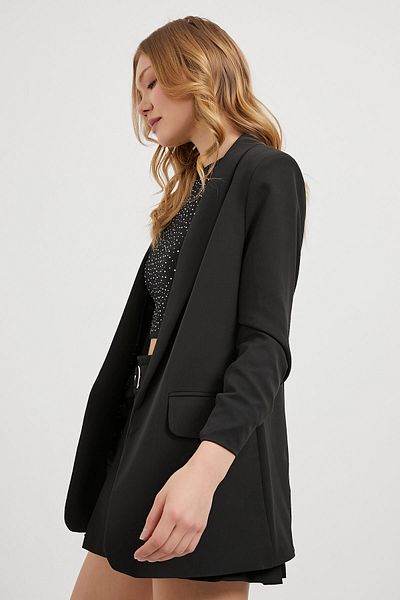 Arma Life Jachetă blazer neagră cu mâneci sezoniere pentru femei