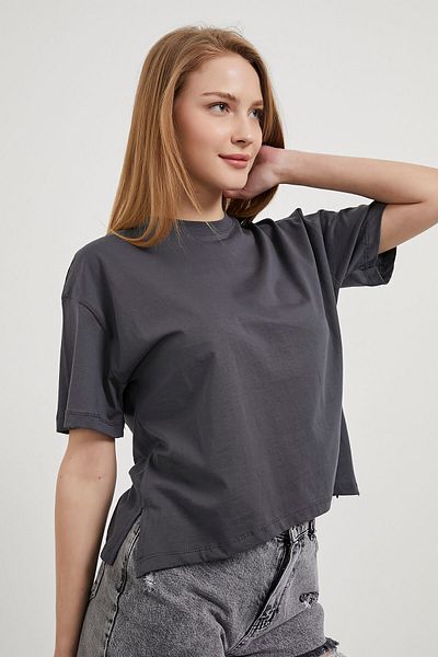 Arma Life Tricou de damă cu decolteu cu fante, afumat