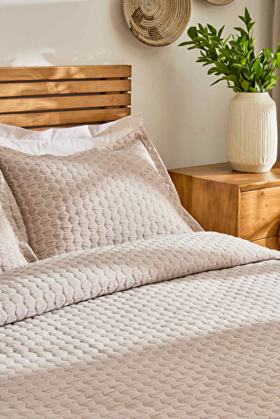 Kaşmir Home Ophelia Çift Kişilik Yatak Örtüsü Takımı Bej