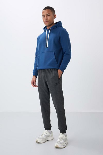 TOMMY LIFE Ανδρικά παντελόνια JoggEr - AnthracitE MElangE, ZippEr PockEt, Standard Fit - 84651