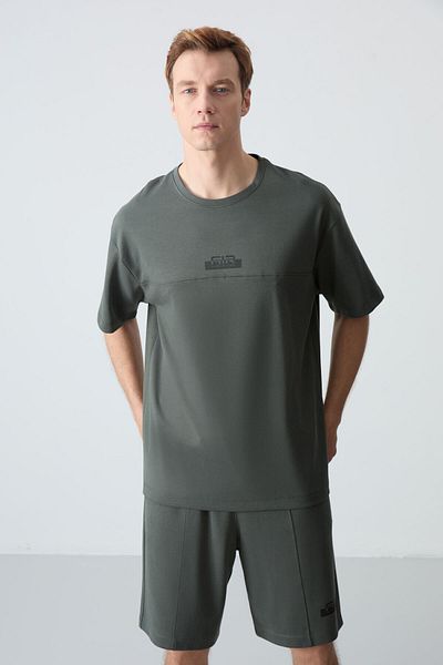 AIR JONES Χακί Βαμβακερό Σετ ανδρικό σορτς Oversize - Χοντρή απαλή υφή, Basic - 85259