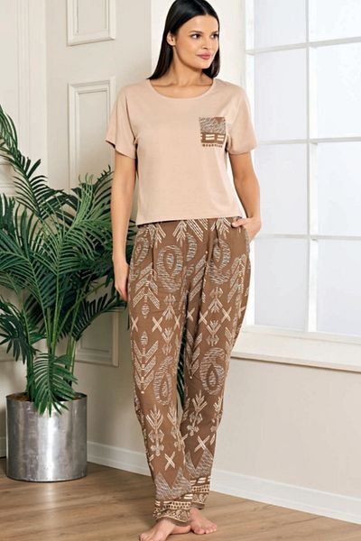 Feyza Pijama Set pijamale Feyza din bumbac cu mâneci scurte pentru femei