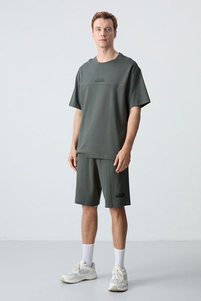 AIR JONES Χακί Βαμβακερό Σετ ανδρικό σορτς Oversize - Χοντρή απαλή υφή, Basic - 85259