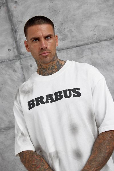 NOMARC Tricou supradimensionat alb Brabus scris