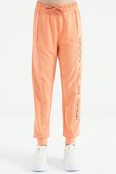 TOMMY LIFE Pepene pepene interior cu scris în lateral brodat cu șireturi Mucegai standard Jogger pentru fetiță Partea de jos a treningului - 75123
