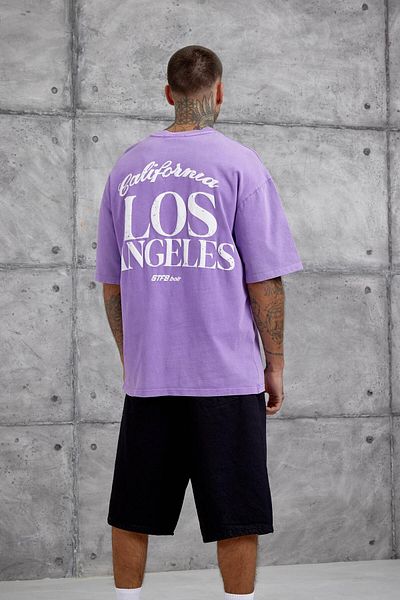 NOMARC Μωβ μπλουζάκι Los Angeles Washed Oversize