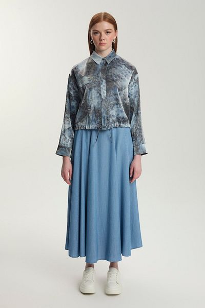 Zühre Patterned Jacket and Skirt Double Set