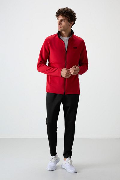 AIR JONES Bran Red - Black Scuba Fabric Men's Tracksuit - 85199