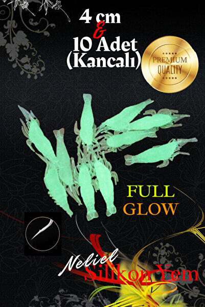 NELİEL 10 Adet 4 Cm Jig Kancalı Silikon Karides, Sahte Karides Balık Avı,Yapay Karides, Levrek,Çupra,Lüfer