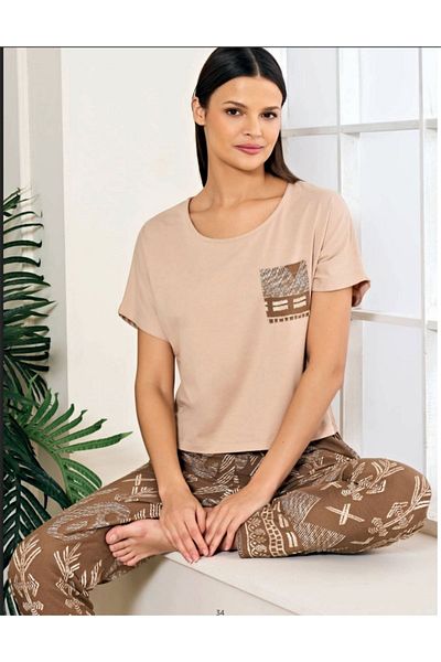 Feyza Pijama Set pijamale Feyza din bumbac cu mâneci scurte pentru femei